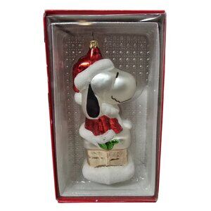 Kurt S. Adler Peanuts Snoopy Glass Christmas Ornament 6"